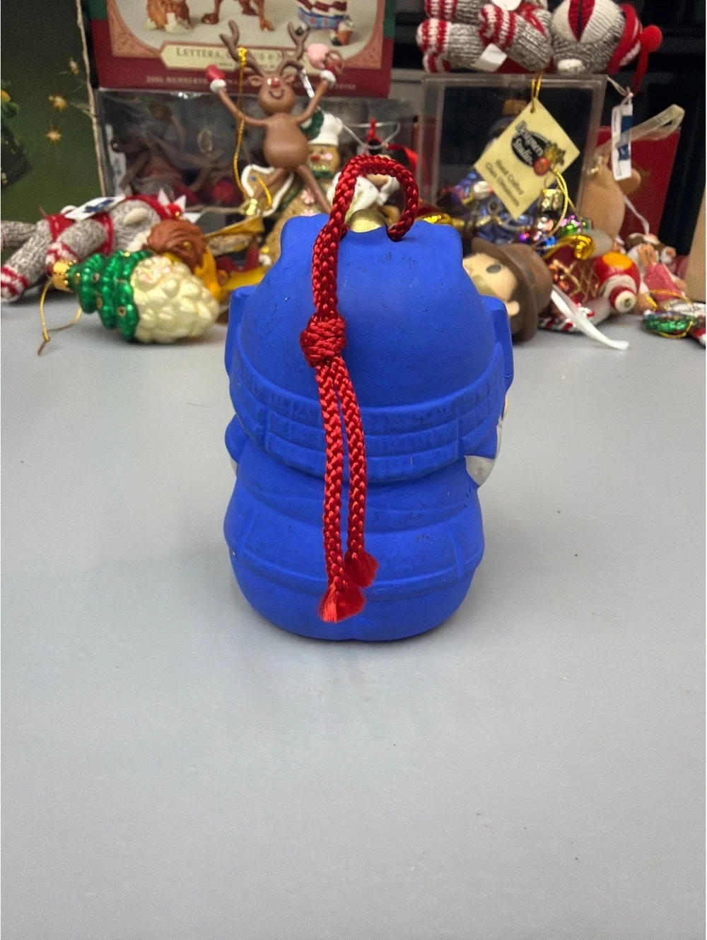 vintage Japanese clay bell shaped samurai ornament